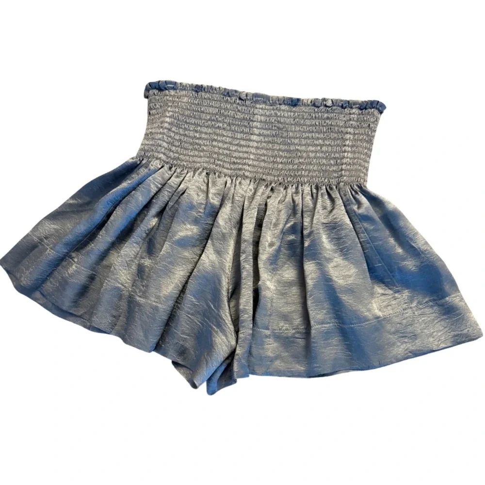 KOCH‎ Erica Steel Gloss Metallic Smocked Mini Skort Size M Made in USA